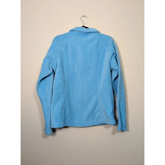 Columbia Women L Light Blue Fleece Full Zip Jacket Cozy Warm Pockets - Picture 3 of 13
